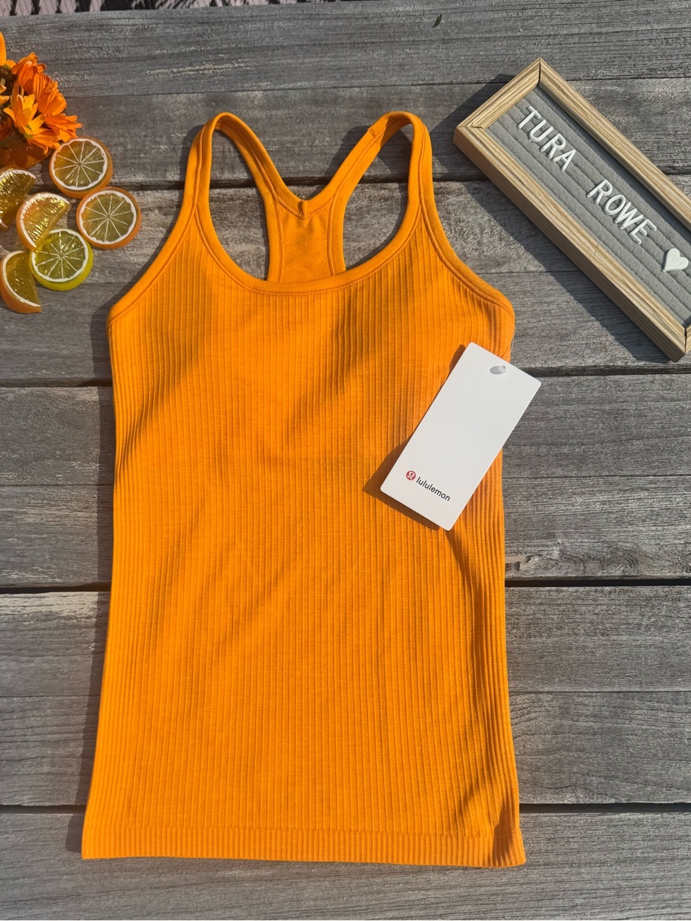 Lululemon Ebb to Street Tank Top Citrus Sizzle Size 4 Built In Bra NWT 🍊 orange